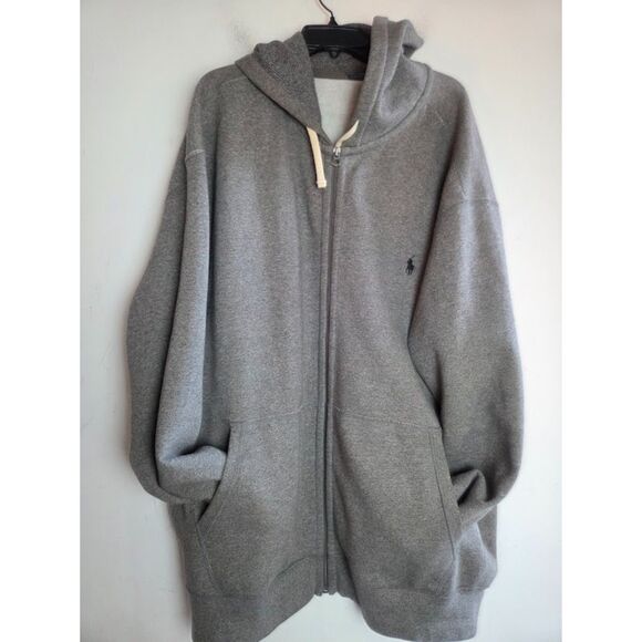 Polo Ralph Lauren Heather Grey Cotton Blend Full Zipper Hoodie Sweatshirt sz 4XB - Picture 1 of 11